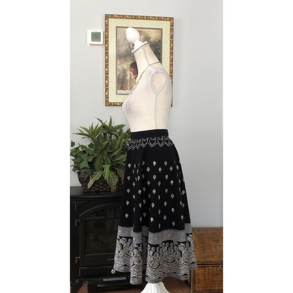 Erica Brooke Women Skirt Black White & Gold Size 36 XXL Cotton 100% Embellished - Picture 3 of 12